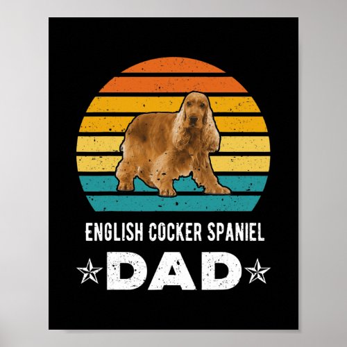 English Cocker Spaniel Dad Retro Animal  Poster