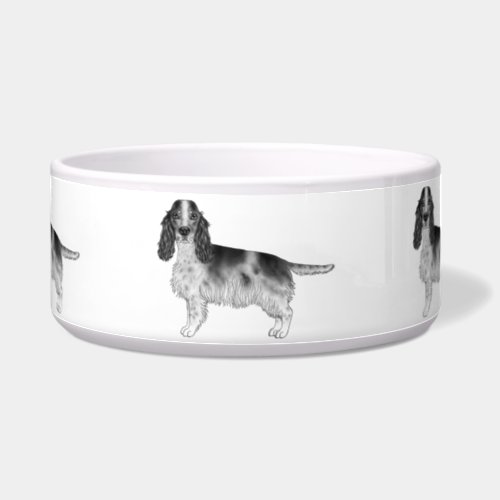 English Cocker Spaniel Design In Black And White Bowl