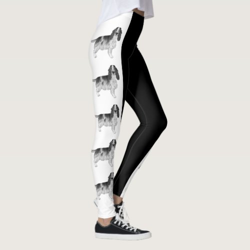 English Cocker Spaniel Design In Black And White Leggings