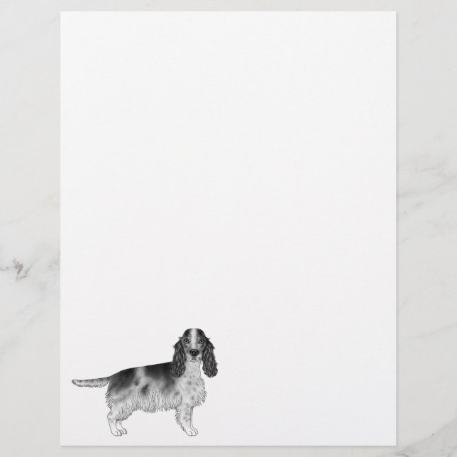 English Cocker Spaniel Design In Black And White Letterhead (Front)