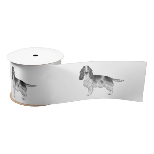 English Cocker Spaniel Design In Black And White Satin Ribbon