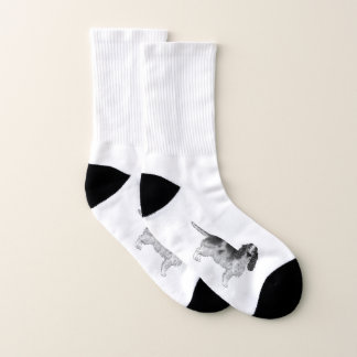 English Cocker Spaniel Design In Black And White Socks