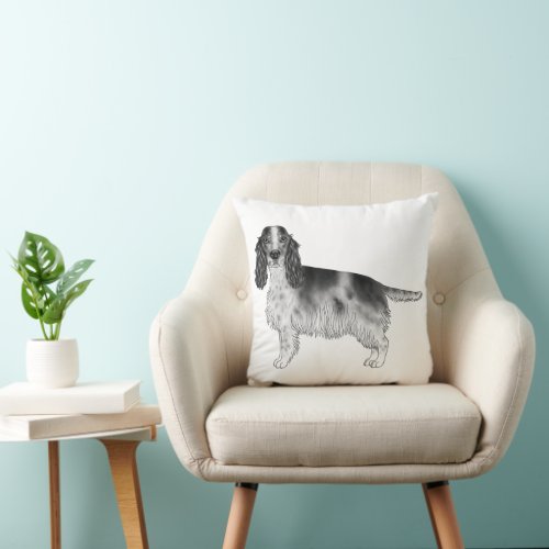 English Cocker Spaniel Design In Black And White Throw Pillow