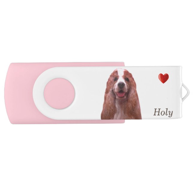 English Cocker Spaniel Dog and heart Flash Drive (Front)