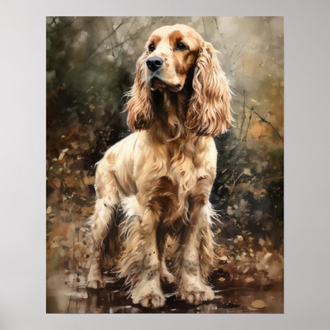 English Cocker Spaniel Dog Art Print Poster (Front)