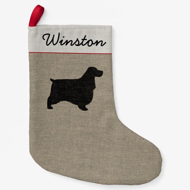 English Cocker Spaniel Dog Breed Silhouette Custom Small Christmas Stocking (Front)