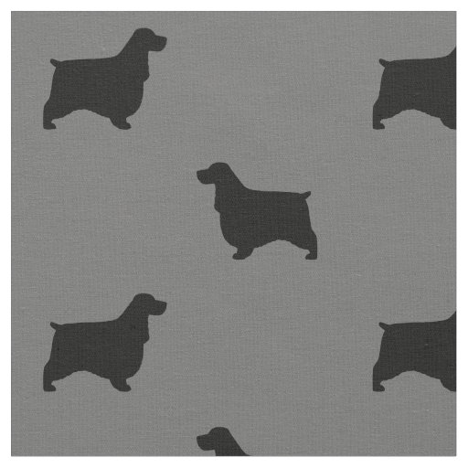 English Cocker Spaniel Dog Breed Silhouettes Fabric