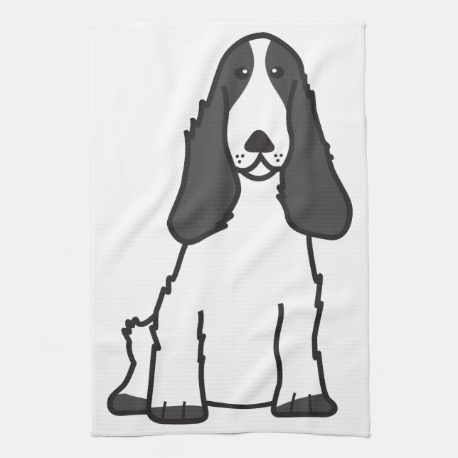 English Cocker Spaniel Dog Cartoon Kitchen Towel (Vertical)