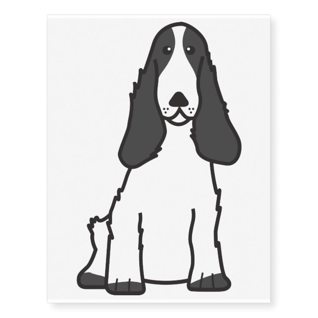 English Cocker Spaniel Dog Cartoon Temporary Tattoos (Front)