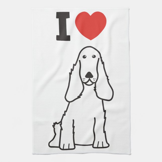 English Cocker Spaniel Dog Cartoon Towel (Vertical)