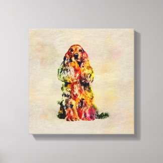 English Cocker Spaniel Dog Digital Art Canvas Print