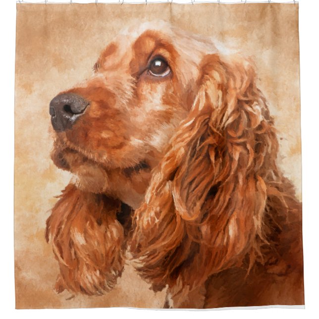English Cocker Spaniel Dog Digital Art Shower Curtain (Front)