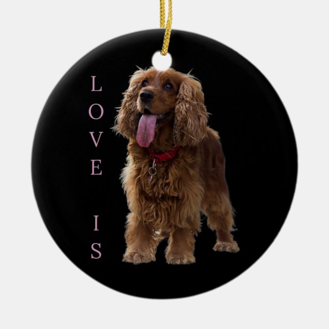 English Cocker Spaniel Dog Mom Dad Love Pet Puppy Ceramic Ornament (Front)