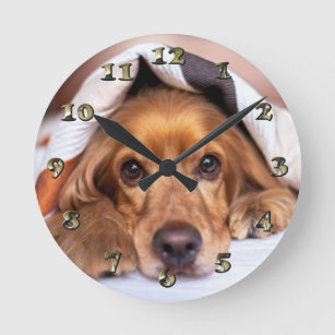 English Cocker Spaniel Dog Round Clock