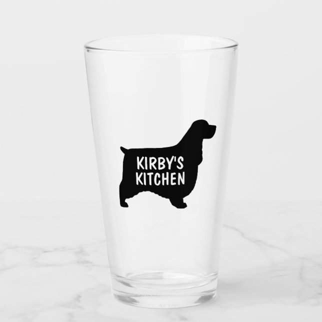 English Cocker Spaniel Dog Silhouette Personalized Glass (Front)