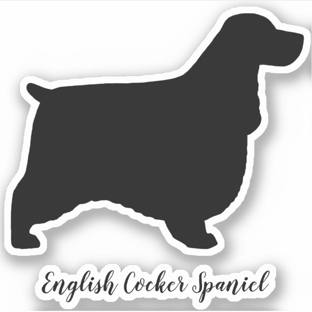 English Cocker Spaniel Dog Silhouette Vinyl Sticker (Front)