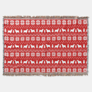 English Cocker Spaniel Dog Silhouettes Christmas Throw Blanket