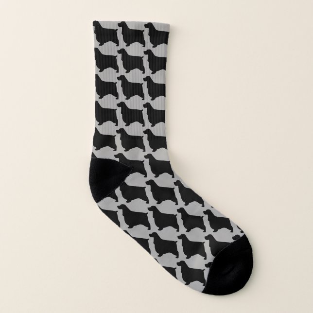 English Cocker Spaniel Dog Silhouettes Pattern Socks (Left Inside)