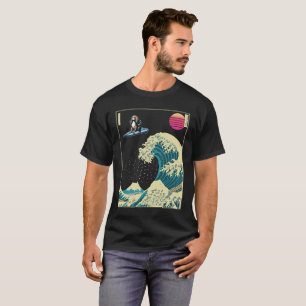 English Cocker Spaniel Dog Surfing on a Kanagawa  T-Shirt
