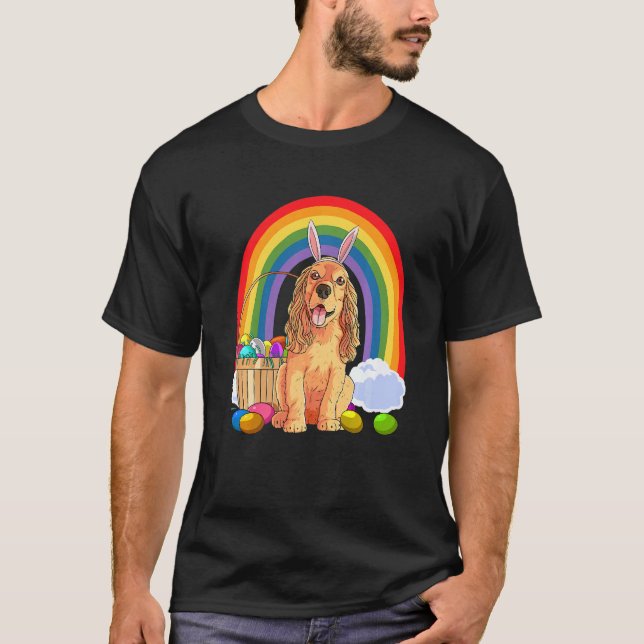 English Cocker Spaniel Easter Eggs Bunny Rabbit T-Shirt (Front)
