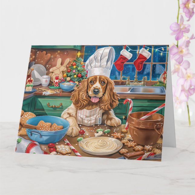 English Cocker Spaniel Holiday Baking: Christmas Card (Orchid)