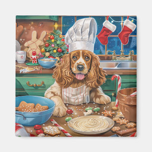 English Cocker Spaniel Holiday Baking: Christmas Magnet