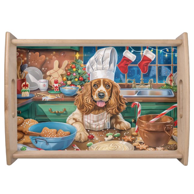 English Cocker Spaniel Holiday Baking: Christmas Serving Tray (Front)