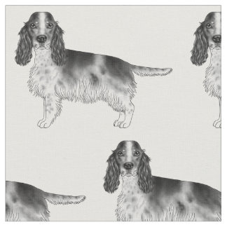 English Cocker Spaniel In Black And White Pattern Fabric