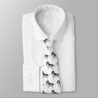 English Cocker Spaniel In Black And White Pattern Neck Tie