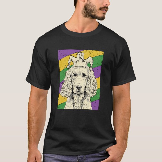 English Cocker Spaniel Jester Mardi Gras Dog Mom D T-Shirt (Front)