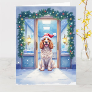 English Cocker Spaniel Nurse Station Santa Hat Card