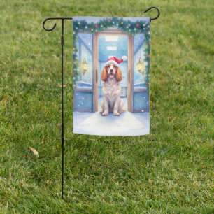 English Cocker Spaniel Nurse Station Santa Hat Garden Flag