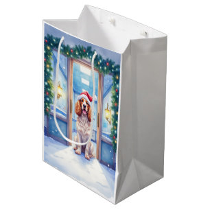 English Cocker Spaniel Nurse Station Santa Hat Medium Gift Bag