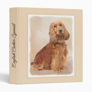 English Cocker Spaniel Painting - Original Dog Art 3 Ring Binder