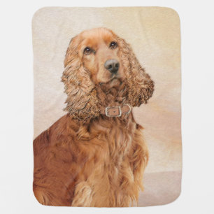 English Cocker Spaniel Painting - Original Dog Art Baby Blanket