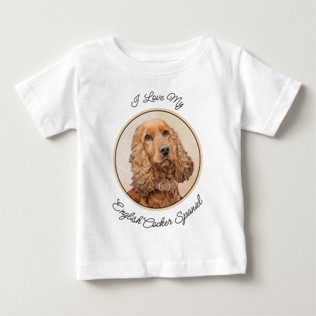 English Cocker Spaniel Painting - Original Dog Art Baby T-Shirt (Front)
