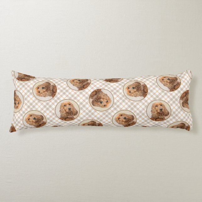 English Cocker Spaniel Painting Original Dog Art Body Pillow (Front)
