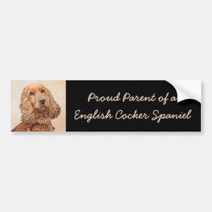 English Cocker Spaniel Painting - Original Dog Art Bumper Sticker