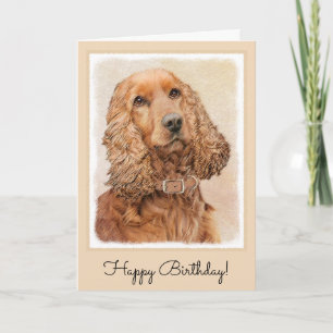 English Cocker Spaniel Painting - Original Dog Art Card