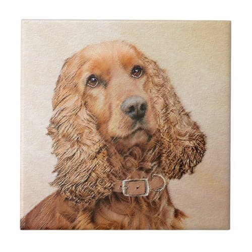English Cocker Spaniel Painting _ Original Dog Art Ceramic Tile