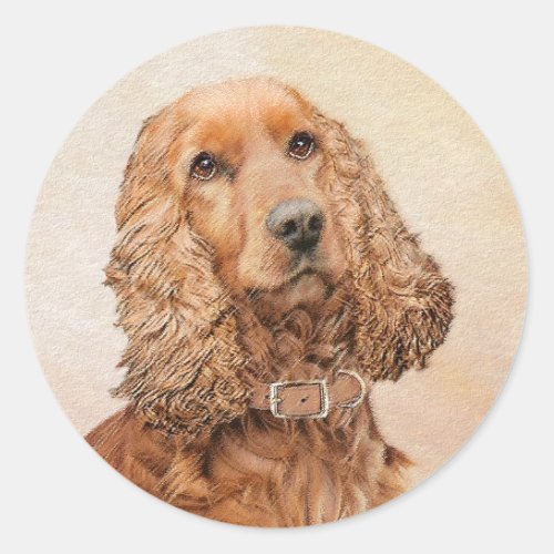 English Cocker Spaniel Painting _ Original Dog Art Classic Round Sticker