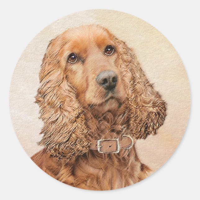 English Cocker Spaniel Painting - Original Dog Art Classic Round Sticker (Front)