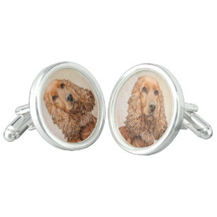 English Cocker Spaniel Painting - Original Dog Art Cufflinks