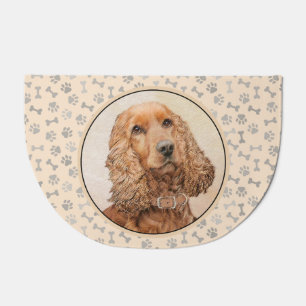 English Cocker Spaniel Painting - Original Dog Art Doormat