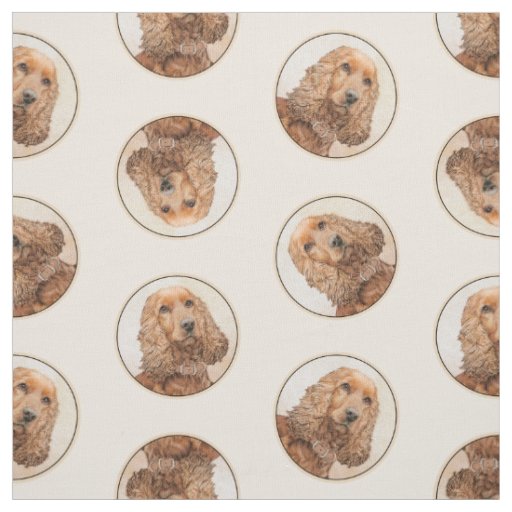 English Cocker Spaniel Painting Original Dog Art Fabric