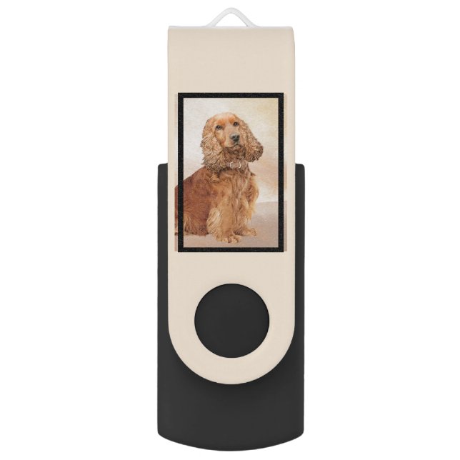 English Cocker Spaniel Painting - Original Dog Art Flash Drive (Back (Vertical))