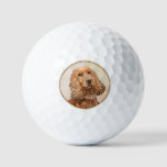 English Cocker Spaniel Painting - Original Dog Art Golf Balls