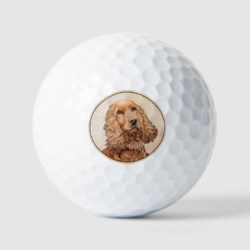 English Cocker Spaniel Painting _ Original Dog Art Golf Balls