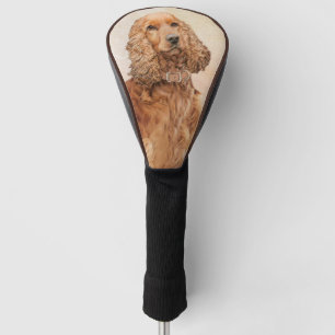 English Cocker Spaniel Painting - Original Dog Art Golf Head Cover