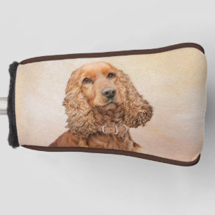English Cocker Spaniel Painting - Original Dog Art Golf Head Cover